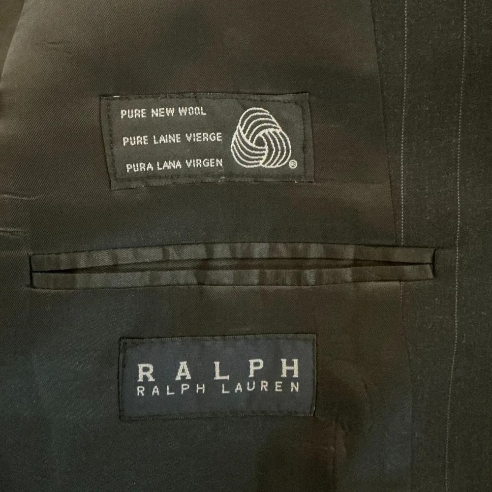Ralph Ralph Lauren 42R Blue Pinstripe Wool Blazer‎ Jacket w Vest Made Canada